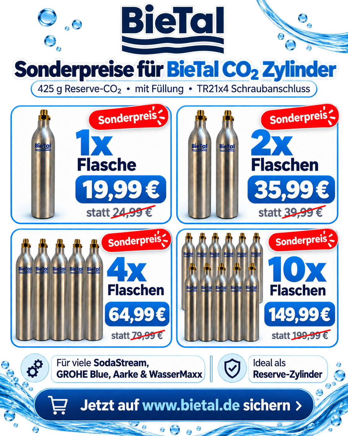BieTal® CO2 Zylinder 425g