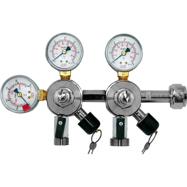 CO2 Kombi Druckregler Druckminder Ventil mit Inhaltsanzeiger 2-ltg 3bar & 7bar