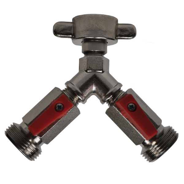 Absperrhahn 2-leitig für Druckminderer 1/2 Zoll