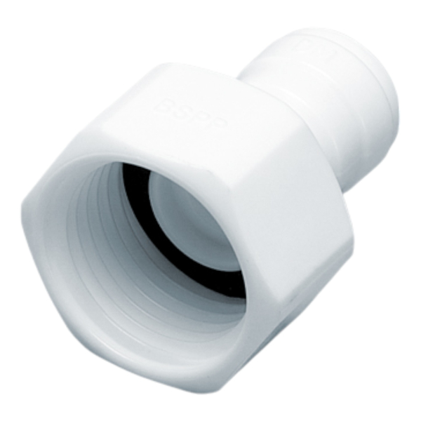 Aufschraubverbinder - weiß - Gewinde BSP-P 1/2 Zoll IG Flach - Rohr 1/4 Zoll AD