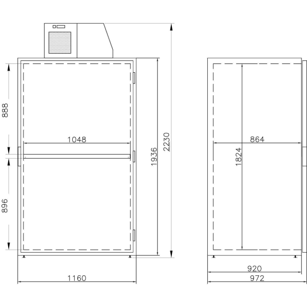 Großraumkühlschrank Lagerschrank Getränkelagerschrank 1650 Liter mit Aufsatzkühlgerät