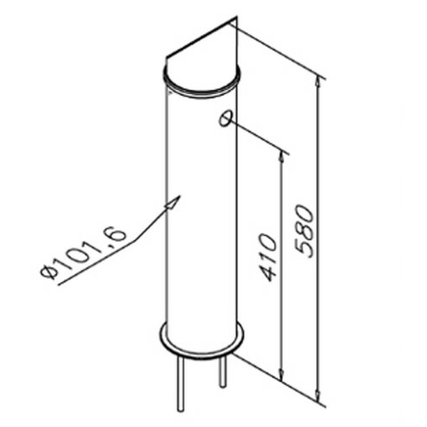 Schanksäule 101,6mm oben abgeschrägt Kupfer antik 1-leitig mit Bierhahn & Schlauch