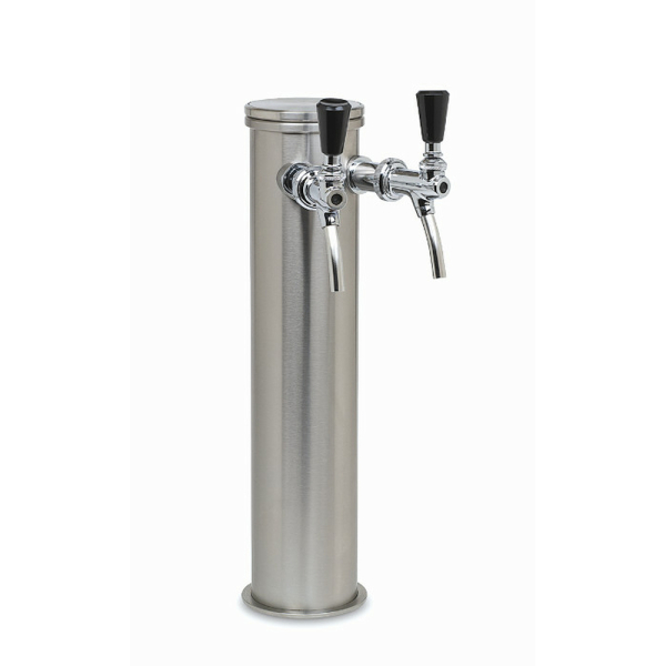 Schanksäule Zapfsäule Rohrschanksäule Edelstahl poliert 2-leitig mit Bierhähnen & Schläuche