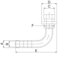 Biertülle CO2 Tülle gebogen - 10 mm - mit Bund...