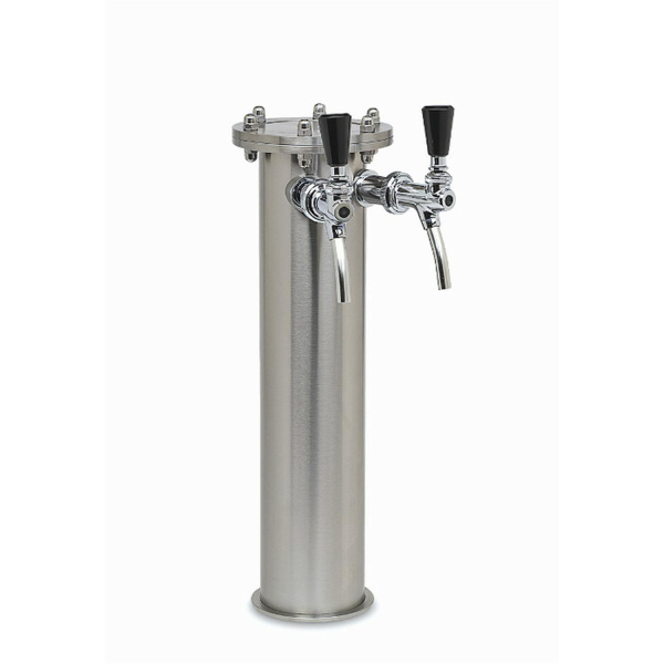 Schanksäule Zapfsäule Industrie line Edelstahl gebürstet 2-leitig mit Bierhähne & Schläuche