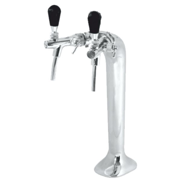 BieTal® Schanksäule Zapfsäule Classic Cobra 2-leitig 7mm verchromt & 2x Zapfhahn