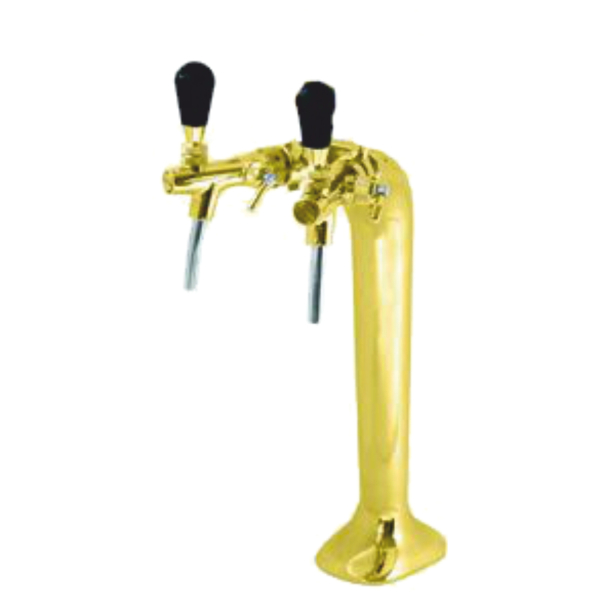 BieTal® Schanksäule Zapfsäule Classic Cobra 2-leitig 7mm vergoldet & 2x Zapfhahn