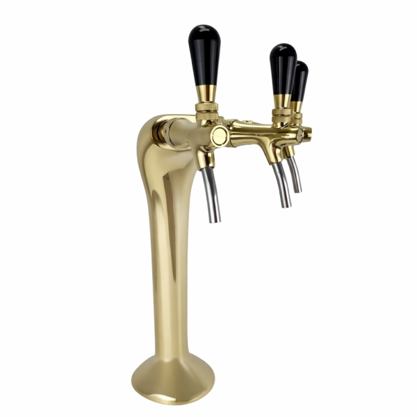 BieTal® Schanksäule Zapfsäule Classic Cobra 3-leitig 7mm vergoldet & 3x Zapfhahn