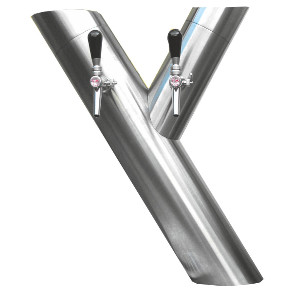 Y-Form Edelstahlschanksäule 2-leitig Edelstahl poliert ohne Bierhähne & Schläuche