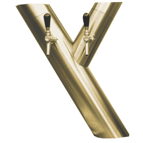 Y-Form Edelstahlschanksäule 2-leitig TIN goldfarben ohne Bierhähne & Schläuche