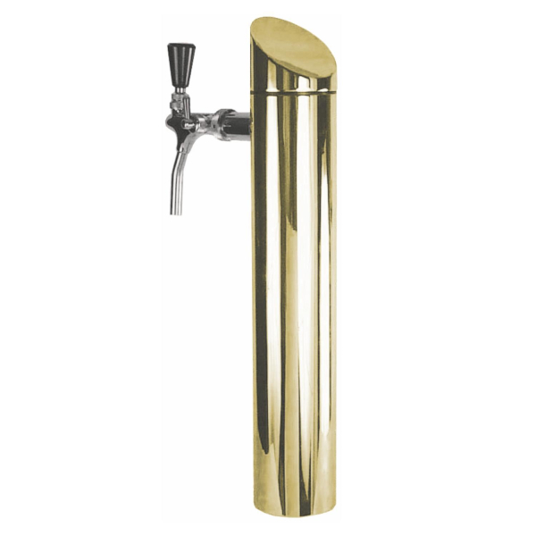 Schanksäule 80mm oben abgeschrägt TIN-goldfarben 1-leitig mit Bierhahn & Schlauch