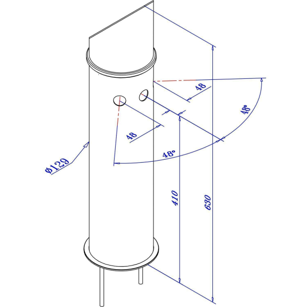 Schanksäule 129mm oben abgeschrägt Edelstahl poliert 3-leitig ohne Bierhahn & Schlauch