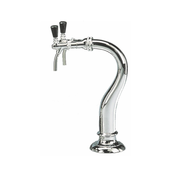 Bierzapfsäule Bierschanksäule Schwanenhals Chrom 415mm 2-leitig ohne Bierhahn & Schlauch