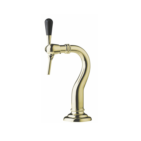 Bierzapfsäule Bierschanksäule Schwanenhals Messing 415mm 2-leitig mit Bierhahn & Schlauch