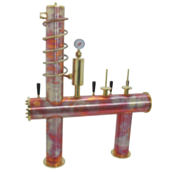 Brauhaus Bierzapfsäule Bierschanksäule Kupfer alt geflammt 6-leitig
