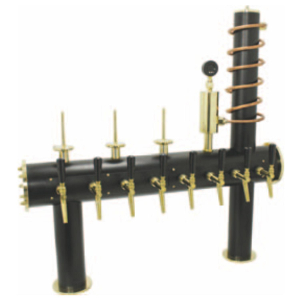 Brauhaus Bierzapfsäule Bierschanksäule Edelstahl schwarz matt lackiert 8-leitig