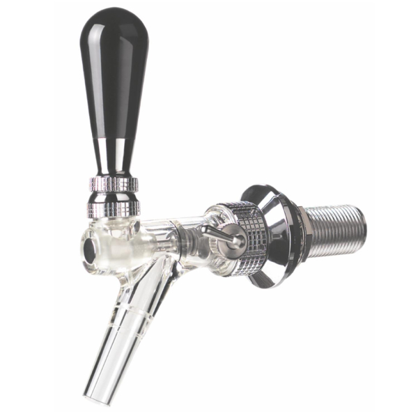 Zapfhahn Bierhahn Chromfarbig transparent mit Kunststoff Kompensator