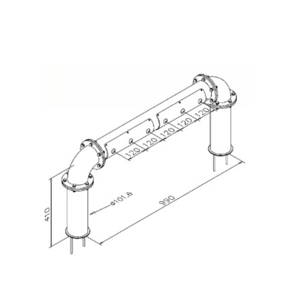 Verschraubte Brückenschanksäule Edelstahl matt geschliffen Ø 101,6mm 6-leitig