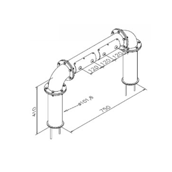 Verschraubte Brückenschanksäule Messingeffekt poliert Ø 129mm 4-leitig