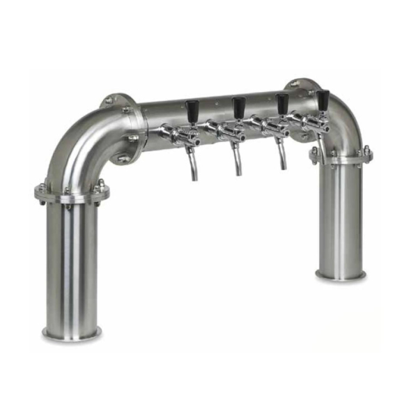 Verschraubte Brückenschanksäule Kupfer poliert Ø 129mm 4-leitig