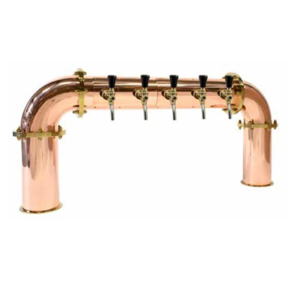 Verschraubte Brückenschanksäule Edelstahl matt geschliffen Ø 129mm 5-leitig