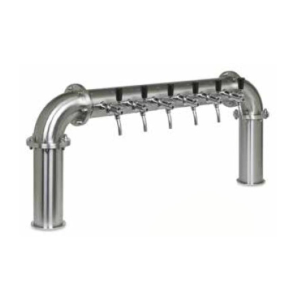 Verschraubte Brückenschanksäule Edelstahl matt geschliffen Ø 129mm 6-leitig