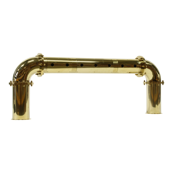 Verschraubte Brückenschanksäule Messingeffekt poliert Ø 129mm 6-leitig