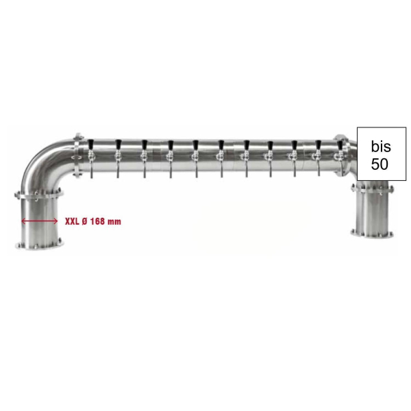 Verschraubte Brückenschanksäule Kupfer poliert Ø 168mm 4-leitig