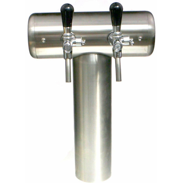 Edelstahl Schanksäule Bierschanksäule Edelstahl matt-geschliffen 2-leitig mit wechselbarer Blende