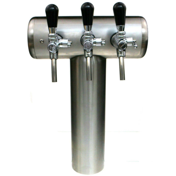 Edelstahl Schanksäule Bierschanksäule Edelstahl poliert 3-leitig mit wechselbarer Blende
