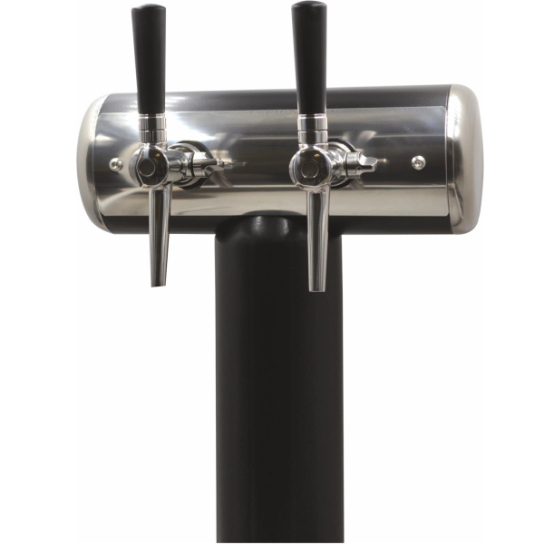 Edelstahl Schanksäule Bierschanksäule Edelstahl schwarz seidenmatt 2-leitig mit wechselbarer Blende