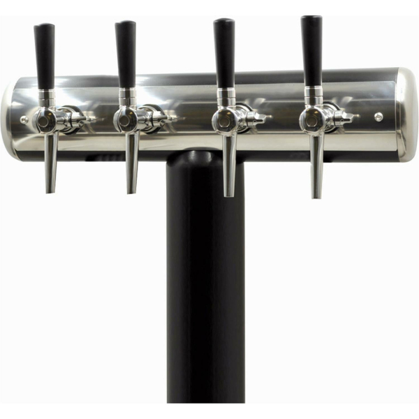 Edelstahl Schanksäule Bierschanksäule Edelstahl schwarz seidenmatt 4-leitig mit wechselbarer Blende
