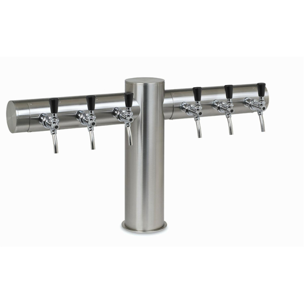 Schanksäule Doppelausleger aus 129/102 mm Rohr - Kupfer poliert - 6-leitig