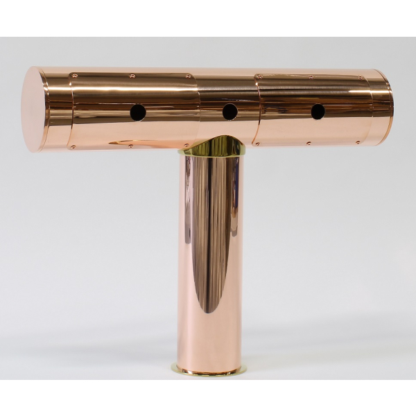 Schanksäule T-Form aus 102/129 mm Rohr - Kupfer poliert - 2-leitig