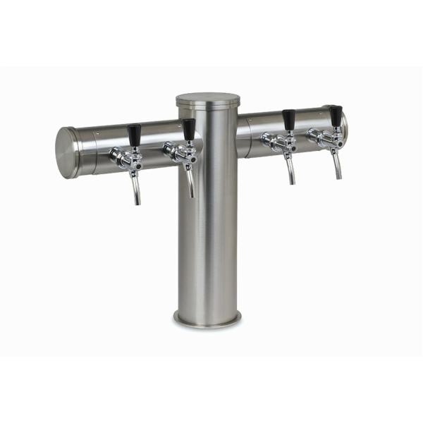 Schanksäule Doppelausleger aus 129/102 mm Rohr mit Kappe Kupfer poliert 4-leitig