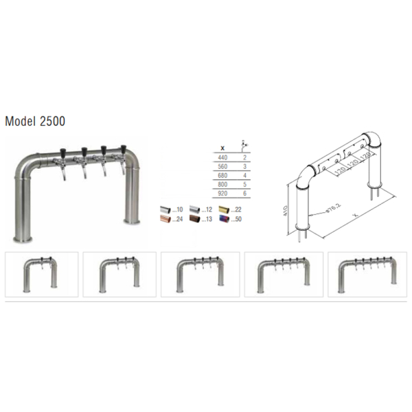 Brücken Schanksäule Brückenschanksäule Kupfer antik 76mm gerade 6-leitig