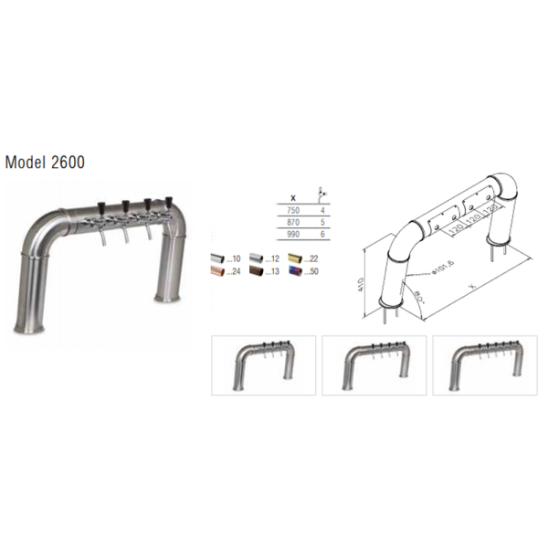 Brücken Schanksäule Brückenschanksäule Kupfer antik 129mm geneigt 6-leitig