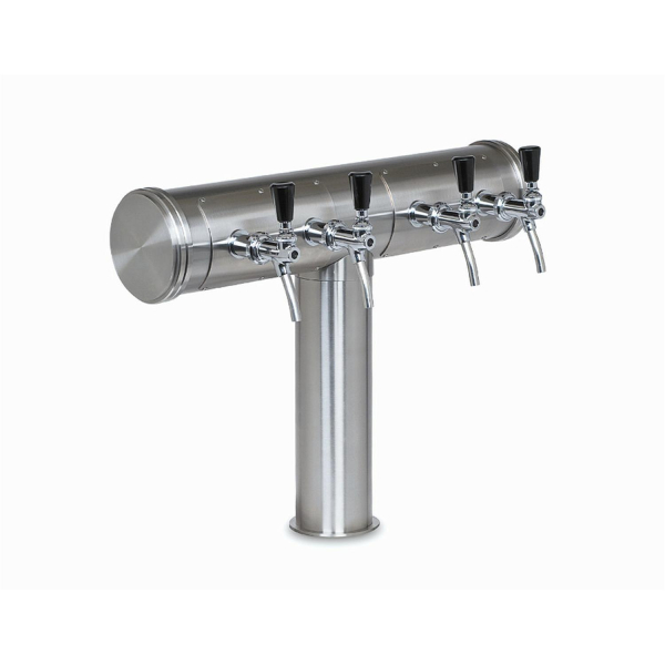 Schanksäule Rohrschanksäule T-Form 101,6mm gerade mit Kappe Messingeffekt poliert 3-leitig