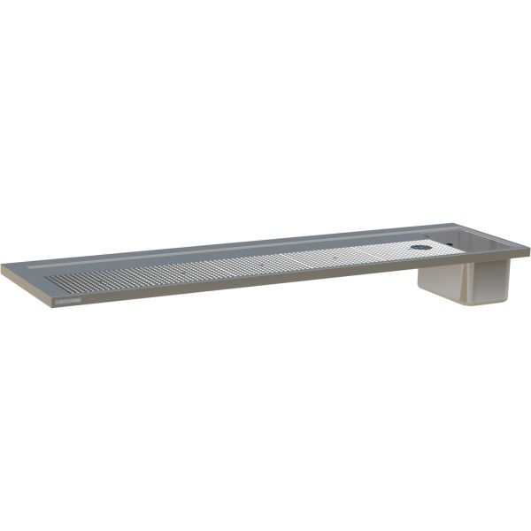 Thekenabdeckung Edelstahl mit Prismenlochplatte Wulstrand 1 Becken rechts mit Gläserdruckspüler 2650mm