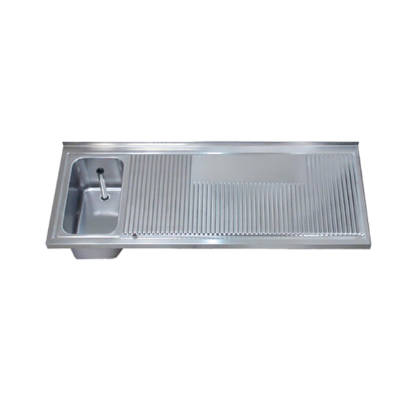 Thekenabdeckung Rillenablauffläche Wandanschluss 1 Becken links ohne Druckspüler 1550mm