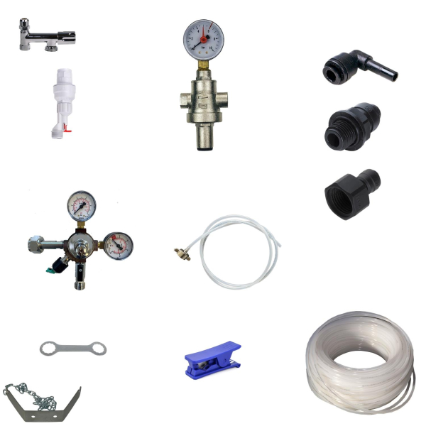 Anschlußpaket Sprudel Tafel Wasser Anlagen Geräte Auftisch OHNE Filter & CO2 Flasche