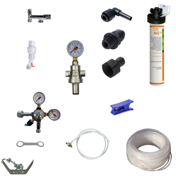 Anschlußpaket für Sprudel Tafel Wasser Anlagen Geräte Auftisch Aktivkohle Filter