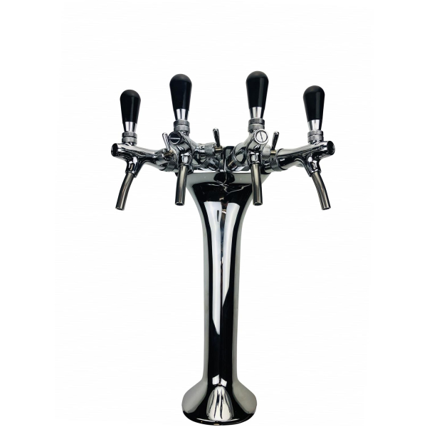 BieTal® Schanksäule Zapfsäule Classic Cobra 4-leitig 7mm verchromt & 4x Zapfhahn