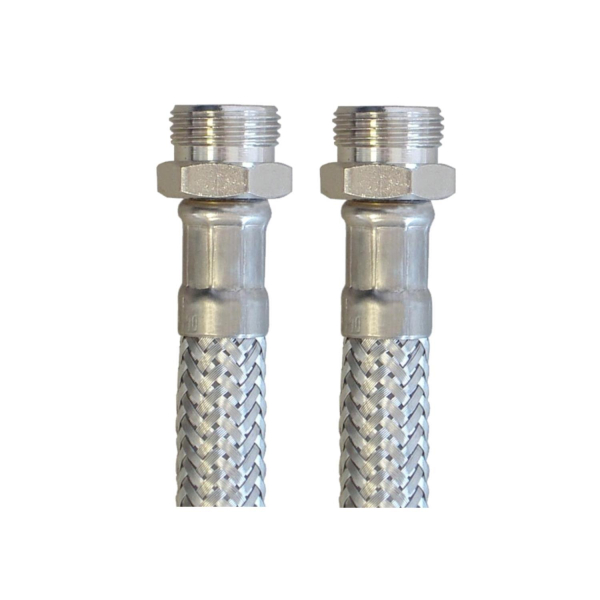 Flex Wasser Sanitär Gewebe Anschluß Schlauch DN8 - 2x 3/8 Zoll AG - 150cm