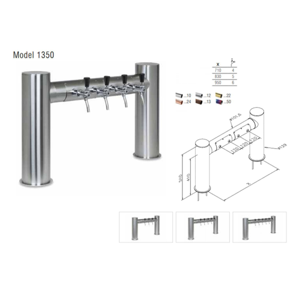 Zweibein Schanksäule Bierschanksäule Brückenschanksäule Kupfer antik 6-leitig