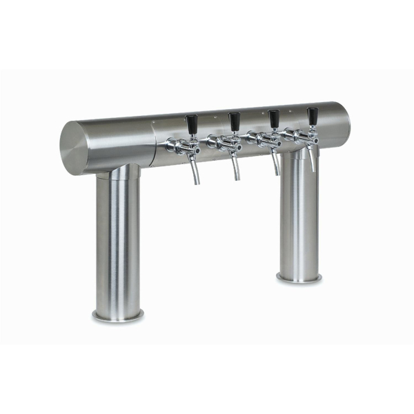 Zweibein T Schanksäule Brückenschanksäule Messingeffekt poliert 4-leitig