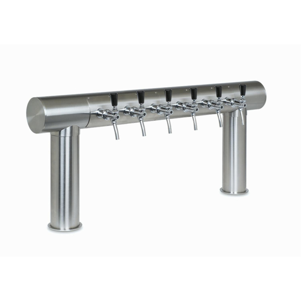 Zweibein T Schanksäule Brückenschanksäule Messingeffekt poliert 6-leitig