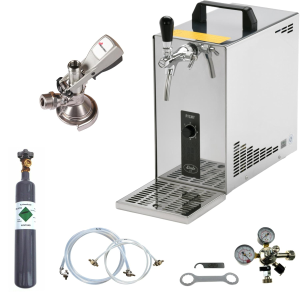 Bierkühler Bierzapfanlage 35 Liter/h - KOMPLETTSET - KEG Flach - CO2 0,5 kg