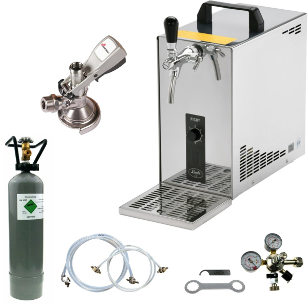 Bierkühler Bierzapfanlage 35 Liter/h - KOMPLETTSET - KEG Flach - CO2 2,0 kg