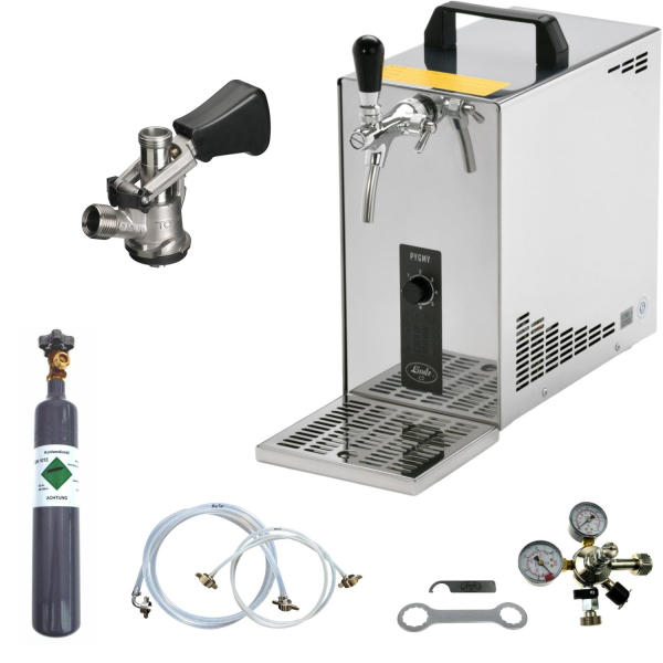 Bierkühler Bierzapfanlage 35 Liter/h - KOMPLETTSET - KEG Korb - CO2 0,5 kg